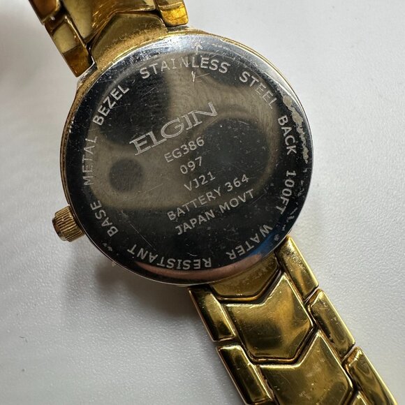 Elgin Watch Women Gold Tone Round 21MM Dial New Battery 7 Inch - Picture 6 of 15